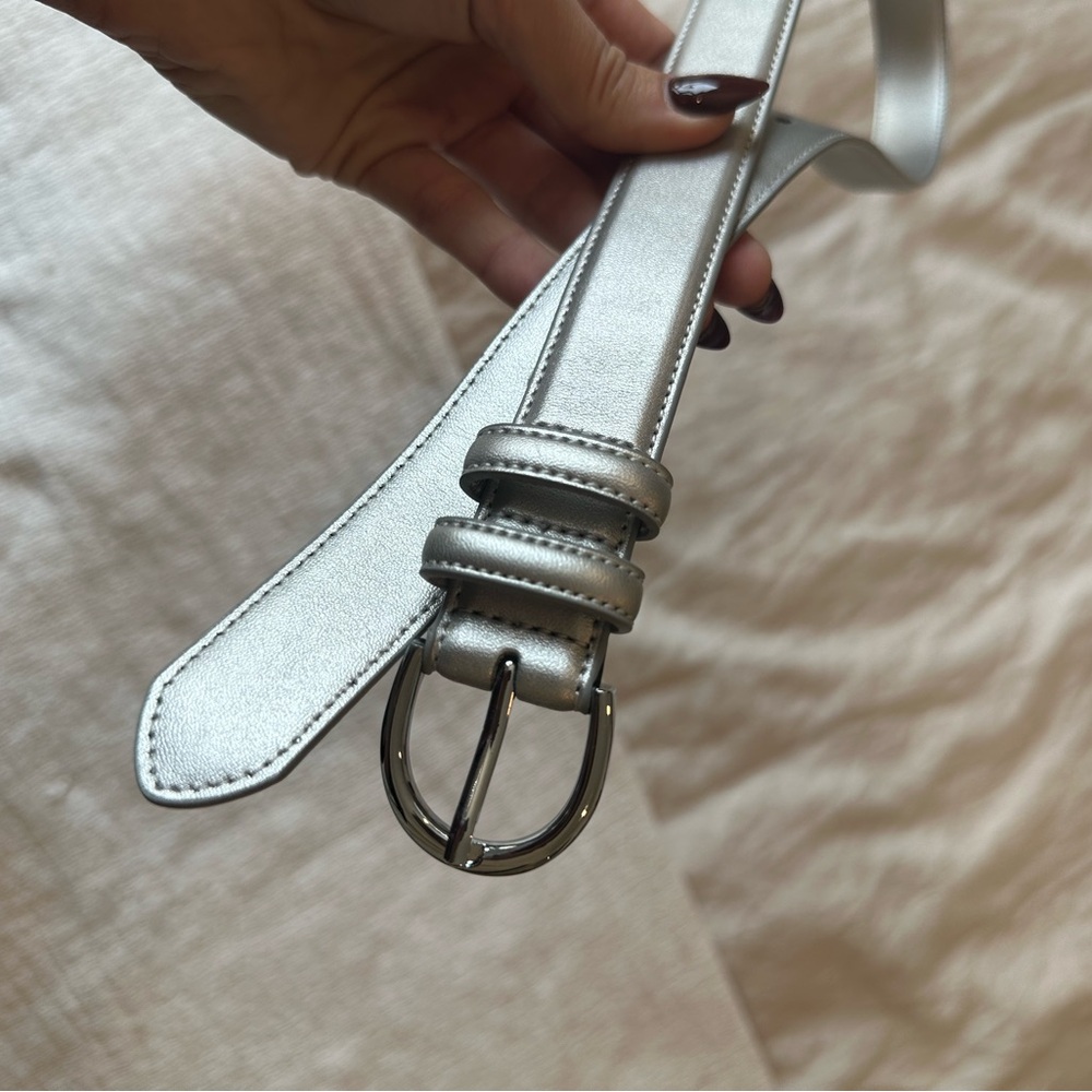 Silver Leather Belt